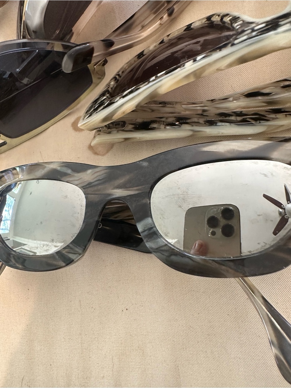Women’s Gray Marbled Cat-Eye Sunglasses